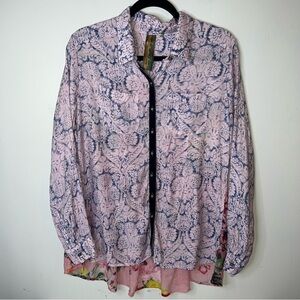 Aratta Pink and Blue Patterned Blouse